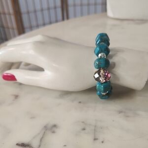 Handcrafted | Turquoise & AB Crystal Gemstone Stretch Bracelet